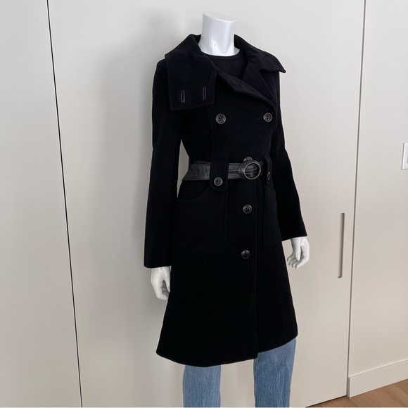 MACKAGE Military Style Belted Wool Coat in Black - Picture 7 of 12